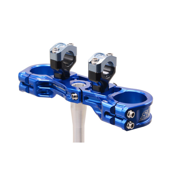 Té de fourche supermotard SM PROJECT - Monobloc taillé anodisé bleu - GAS GAS - HUSQVARNA - KTM - STARK