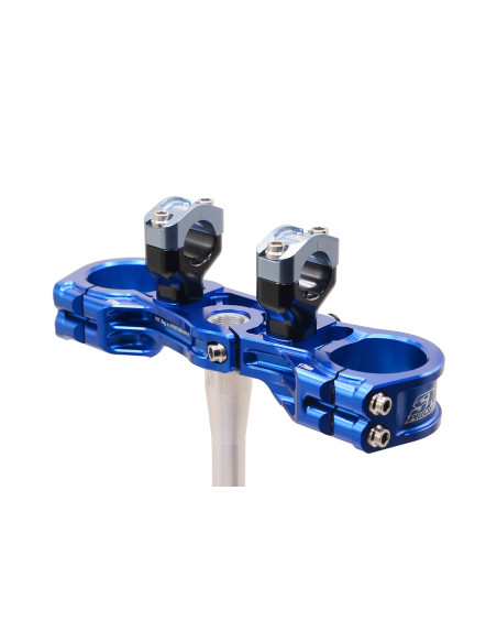Té de fourche supermotard SM PROJECT - Monobloc taillé anodisé bleu - GAS GAS - HUSQVARNA - KTM - STARK