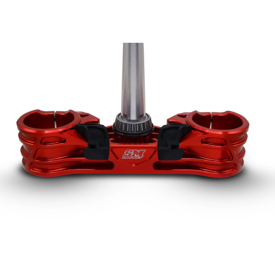 Té de fourche supermotard SM PROJECT - Monobloc taillé anodisé rouge - HONDA