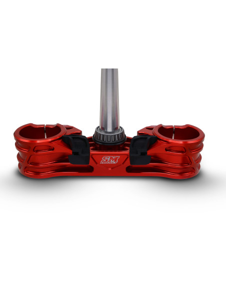 Té de fourche supermotard SM PROJECT - Monobloc taillé anodisé rouge - HONDA