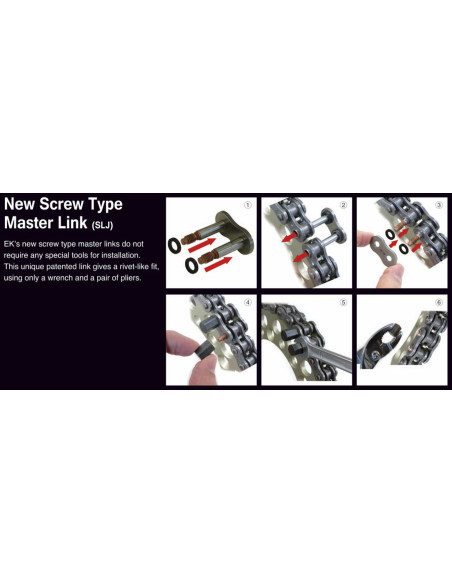 Chaine 520 acier EK CHAIN SRX2 QX-Ring - Attache à riveter sans outil