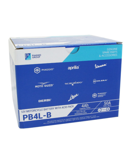Batterie 12V 4AH PB4L-B avec acide origine Piaggio