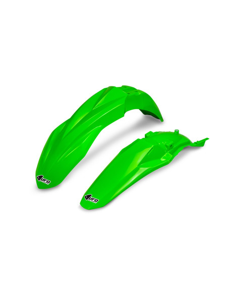 Kit Gardes boues Avant + Arrière - Néon Vert - UFO Kawasaki 450 KX-F 2024-2026