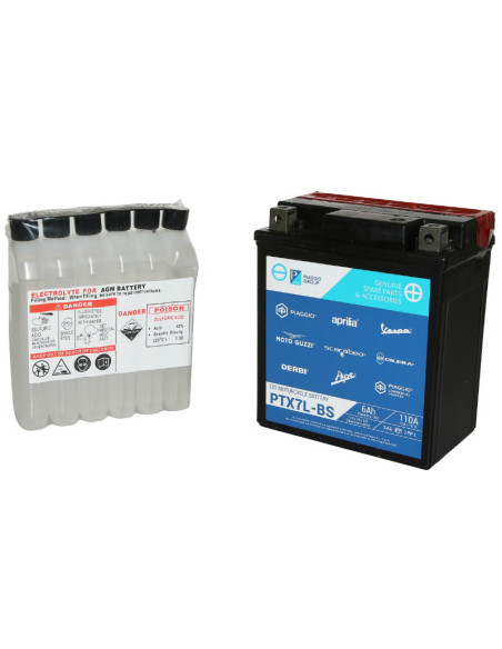 Batterie 12V 6AH ptX7l-bs origine Piaggio (lg113xl70xh132)