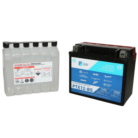 Batterie 12V 10 AH btx12-bs origine Piaggio 125 Beverly / Liberty / X7 / X9 / X-Evo / 300 Beverly / X7 / Aprilia 300 SR Max