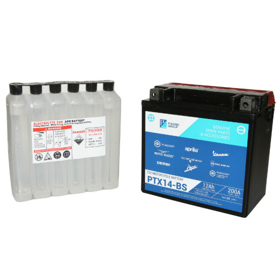 Batterie 12V 12AH ptx14-bs origine Piaggio 125 / 250 / 300 / 400 / 500 MP3 / 250-400 X-Evo (lg150xl87xh145)