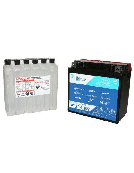Batterie 12V 12AH ptx14-bs origine Piaggio 125 / 250 / 300 / 400 / 500 MP3 / 250-400 X-Evo (lg150xl87xh145)