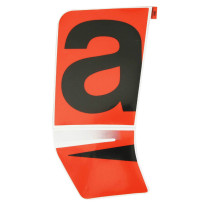 Autocollant / sticker / décor face avant droit origine Piaggio Aprilia 50 SR Motard après 2018 Blanc 544 / Rouge 885 / a
