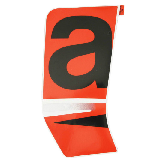 Autocollant / sticker / décor face avant droit origine Piaggio Aprilia 50 SR Motard après 2018 Blanc 544 / Rouge 885 / a