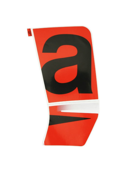 Autocollant / sticker / décor face avant gauche origine Piaggio Aprilia 50 SR Motard après 2018 Blanc 544 / Rouge 85 / a
