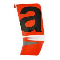 Autocollant / sticker / décor face avant gauche origine Piaggio Aprilia 50 SR Motard après 2018 Noir 85 / b