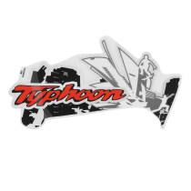Autocollant / sticker / décor de face avant central origine Piaggio 50 Typhoon après 2018 vehicule Noir 85 / b