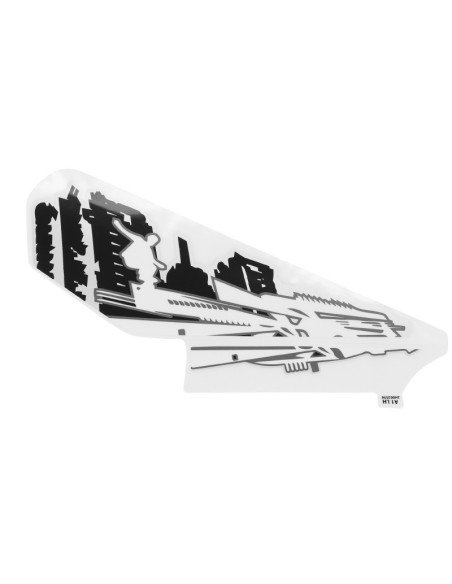 Autocollant / sticker / décor de face avant gauche supérieur origine Piaggio 50 Typhoon après 2018 vehicule Noir 85 / b