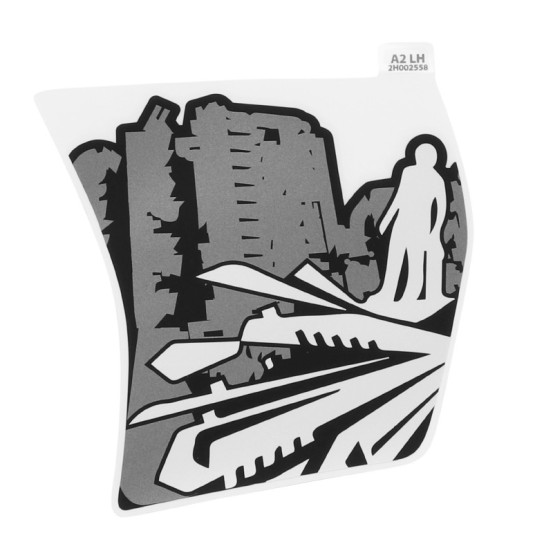 Autocollant / sticker / décor origine Piaggio 50 Typhoon après 2018 vehicules Blanc 544 ou jaune 979 / a