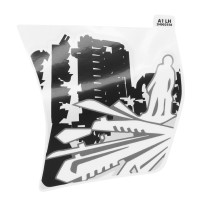Autocollant / sticker / décor de face gauche inférieur origine Piaggio 50 Typhoon vehicule Noir 85 / b