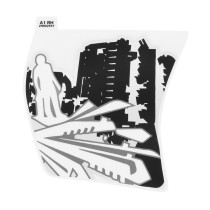 Autocollant / sticker / décor de face droit inférieur origine Piaggio 50 Typhoon vehicule Noir 85 / b