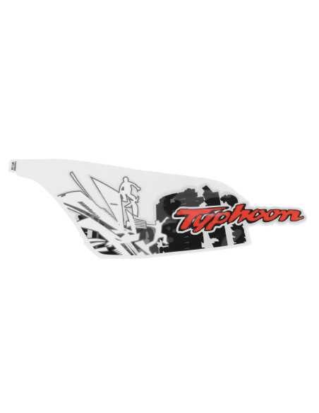 Autocollant / sticker / décor aile arrière gauche origine Piaggio 50 Typhoon après 2018 vehicule Noir 85 / b