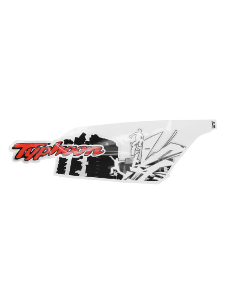 Autocollant / sticker / décor aile arrière droite origine Piaggio 50 Typhoon après 2018 vehicule Noir 85 / b