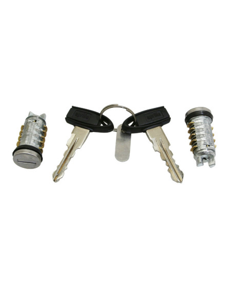 Jeu de clés avec 2 barillets (15 mm) origine Piaggio 50 Typhoon après 2011 / Aprilia 50 SR Motard après 2011 / sport city-one