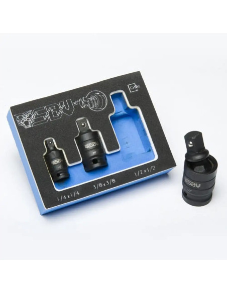 Set d'adaptateurs articulés douilles à choc SBV TOOLS - 1/4 - 3/8 - 1/2 - 3 pièces