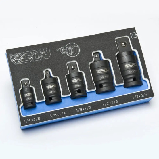 Set d'adaptateurs articulés douilles à choc SBV TOOLS - 1/4 - 3/8 - 1/2 - 5 pièces