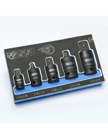 Set d'adaptateurs articulés douilles à choc SBV TOOLS - 1/4 - 3/8 - 1/2 - 5 pièces