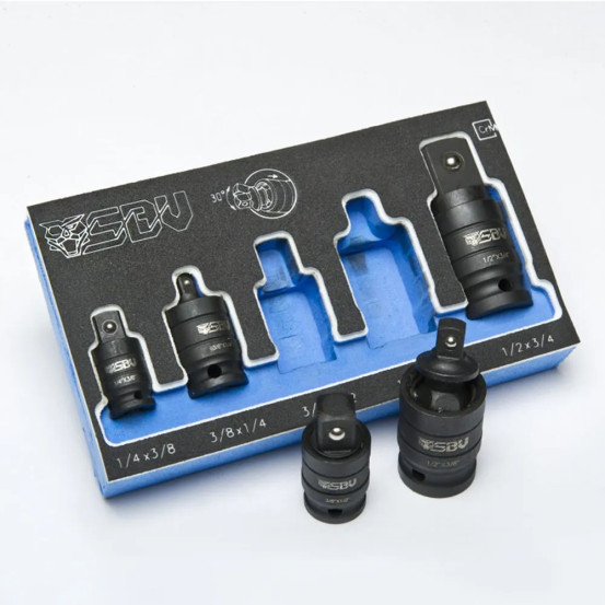 Set d'adaptateurs articulés douilles à choc SBV TOOLS - 1/4 - 3/8 - 1/2 - 5 pièces