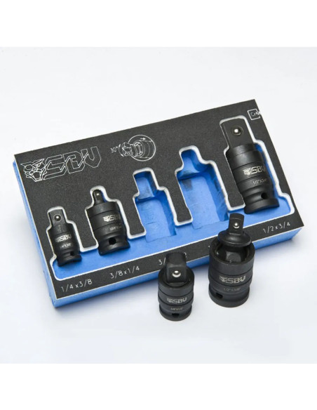 Set d'adaptateurs articulés douilles à choc SBV TOOLS - 1/4 - 3/8 - 1/2 - 5 pièces