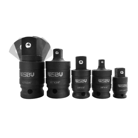 Set d'adaptateurs articulés douilles à choc SBV TOOLS - 1/4 - 3/8 - 1/2 - 5 pièces