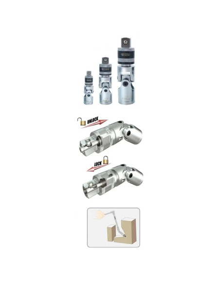 Set de cardan SBV TOOLS - 1/4 - 3/8 - 1/2 - 3 pièces