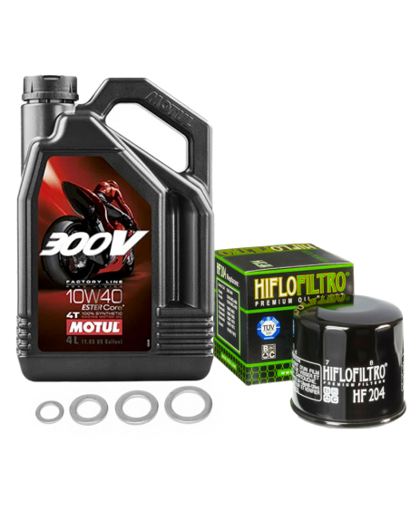 Pack vidange Motul 300V 10W40 + Filtre HF204