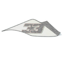Autocollant / sticker / décor arrière bavette droit origine Aprilia 50 / 125 RS 2014-2016
