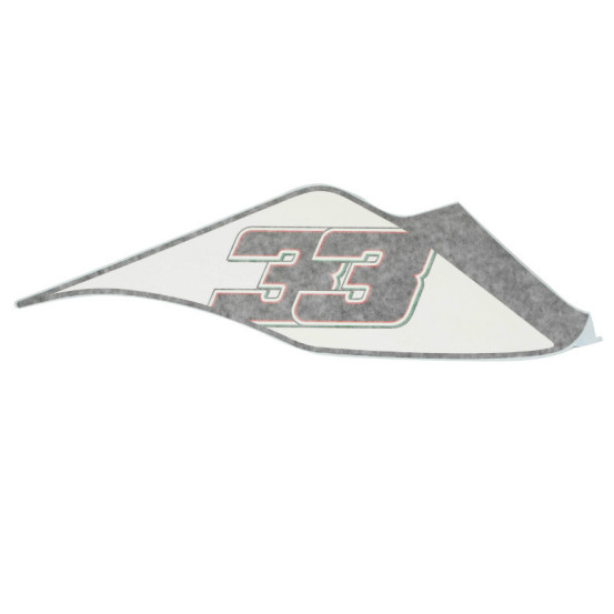 Autocollant / sticker / décor arrière bavette droit origine Aprilia 50 / 125 RS 2014-2016