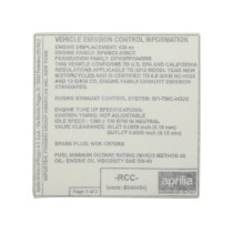 Autocollant / sticker / décor de control des emissions origine Piaggio Aprilia Na Mana 850 2009-2016
