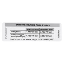 Autocollant / sticker / décor pression pneu origine Piaggio 125 / 300 GTS après 2016