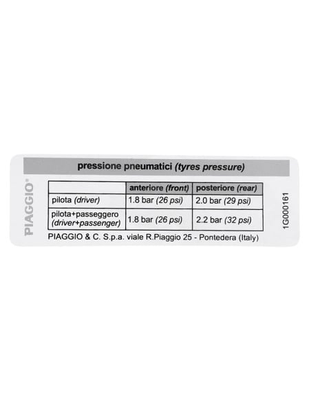 Autocollant / sticker / décor pression pneu origine Piaggio 125 / 300 GTS après 2016