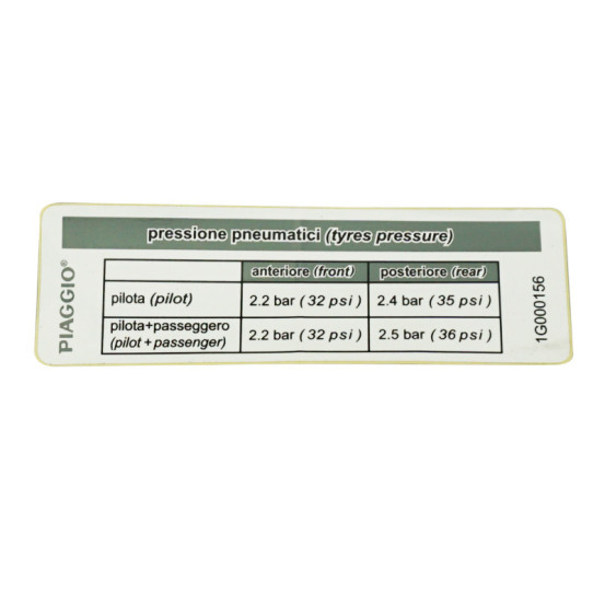 Autocollant / sticker / décor pression pneu origine Piaggio 50 / 125 Liberty après 2017