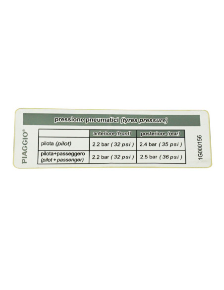 Autocollant / sticker / décor pression pneu origine Piaggio 50 / 125 Liberty après 2017