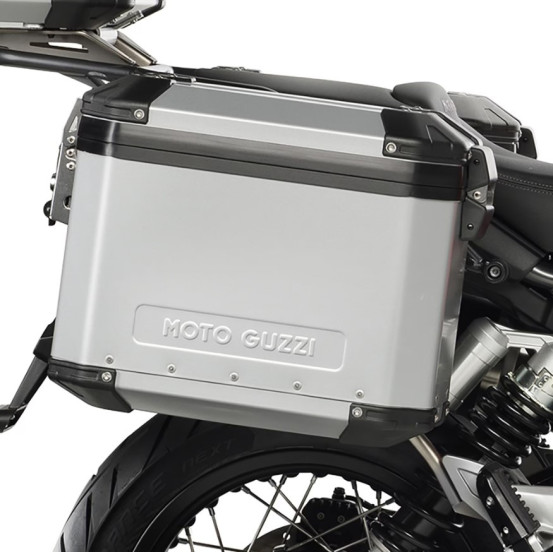 Valises latérales aluminium origine Piaggio Moto Guzzi 850 V85 TT 2019-2023