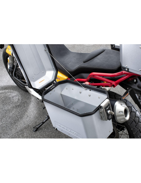 Valises latérales aluminium origine Piaggio Moto Guzzi 850 V85 TT 2019-2023