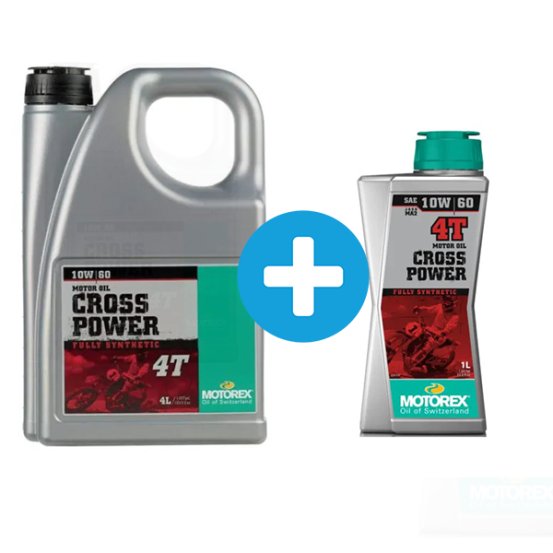 Pack 4 + 1 Litres Huile moteur 4T MOTOREX cross power 10w60