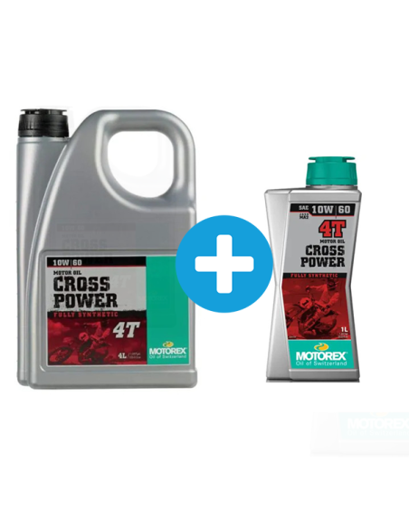 Pack 4 + 1 Litres Huile moteur 4T MOTOREX cross power 10w60