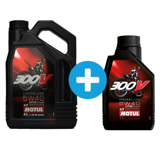 Pack 4 + 1 Litres MOTUL 300V 5w40 Factory Line OFF ROAD huile moteur 4T