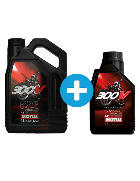 Pack 4 + 1 Litres MOTUL 300V 5w40 Factory Line OFF ROAD huile moteur 4T