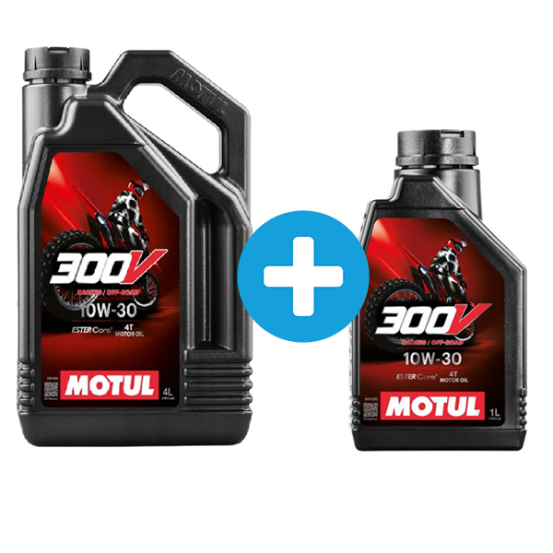 Pack 4 + 1 Litres MOTUL 300V 10W30 OFF ROAD - Huile moteur 4T