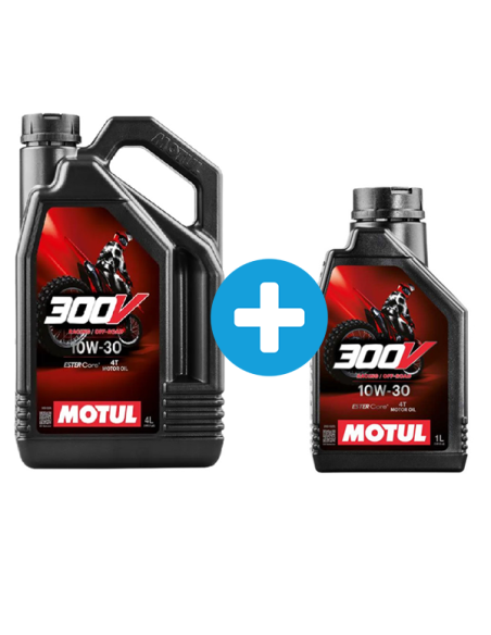Pack 4 + 1 Litres MOTUL 300V 10W30 OFF ROAD - Huile moteur 4T