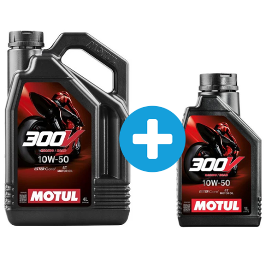 Pack 4 + 1 Litres MOTUL 300V 10W50 ROAD RACING - Huile moteur 4T