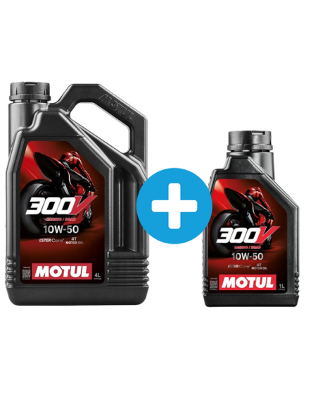 Pack 4 + 1 Litres MOTUL 300V 10W50 ROAD RACING - Huile moteur 4T