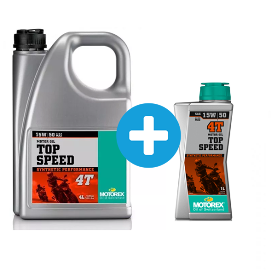 Pack 4 + 1 Litres Huile moteur 4T MOTOREX top speed 15w50 100% synthèse