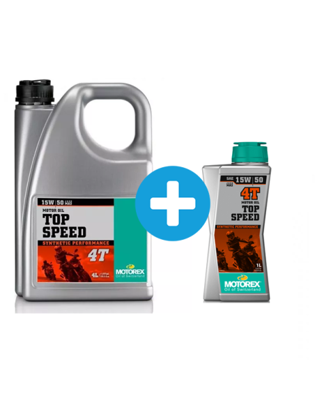 Pack 4 + 1 Litres Huile moteur 4T MOTOREX top speed 15w50 100% synthèse